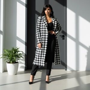 Houndstooth Cardigan Sweater - L